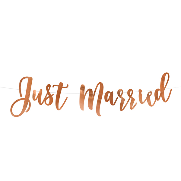 Just Married, rose gold, 20x77 cm, banner