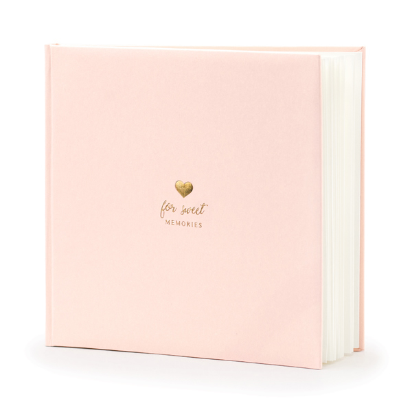 Vendégkönyv, For sweet memories felírattal, púder pink