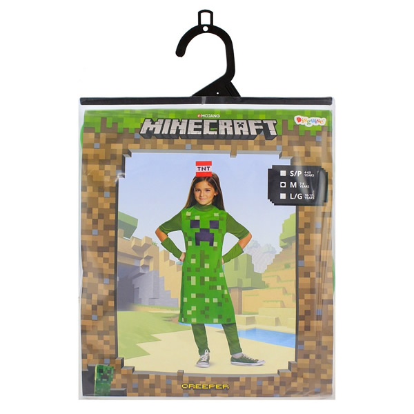 Creeper Classic Girl szerepjáték-jelmez, Minecraft, M méret, 7-8 éveseknek