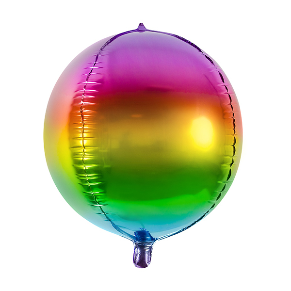 Gömb metál fólia lufi, szivárvány színben, 40cm