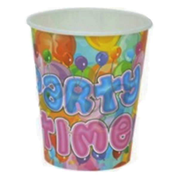 Papír pohár 10 db/cs - Happy Party Time, színes lufis