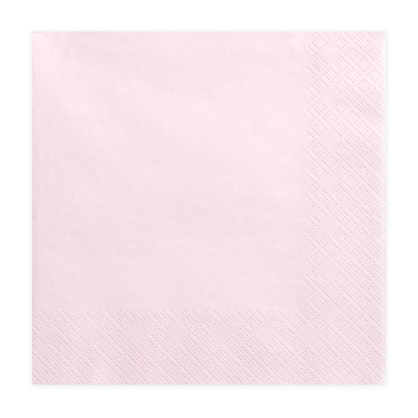 Szalvéta, 20 DB, 33X33 CM, 3 rétegű, vil. púder rózsaszín
